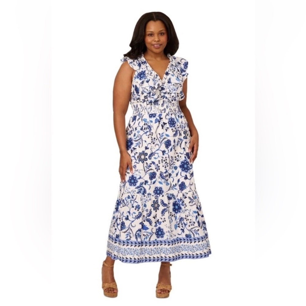 Floral Blue and White Maxi Dress